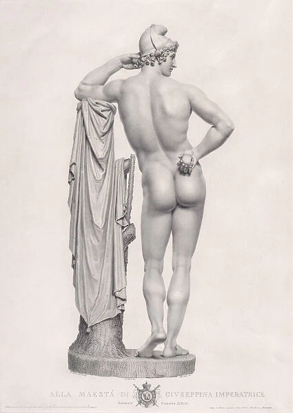 Paris leaning on tree stump, back view. from 'Oeuvre de Canova: Recueil de Statues