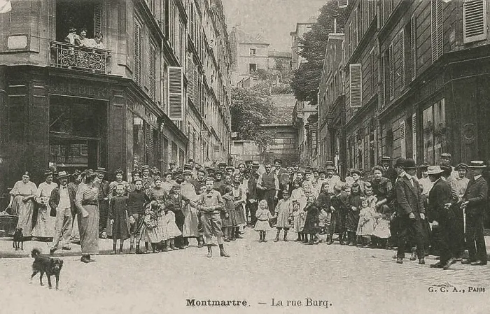 Framed Print : Paris, Montmartre. La rue Burq. Post card, 1900s. Creator: Anonymous Framed Print : Paris, Montmartre. La rue Burq. Post card, 1900s. Creator: Anonymous