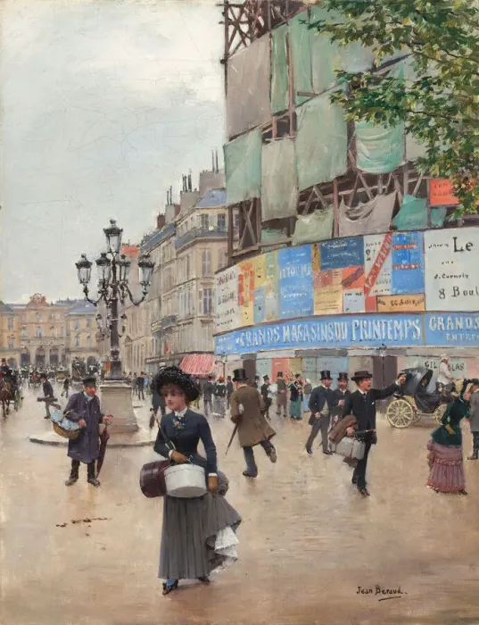 Framed Print : Paris, rue du Havre, c. 1882. Creator: Jean Beraud Framed Print : Paris, rue du Havre, c. 1882. Creator: Jean Beraud