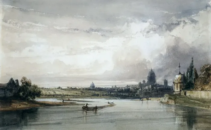 Framed Print : Paris Seen from Afar, c1835-1900. Artist: William Callow Framed Print : Paris Seen from Afar, c1835-1900. Artist: William Callow