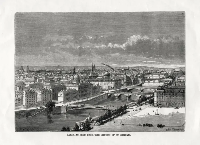 Framed Print : Paris, as seen from the church of St Gervais, France, 1879 Framed Print : Paris, as seen from the church of St Gervais, France, 1879