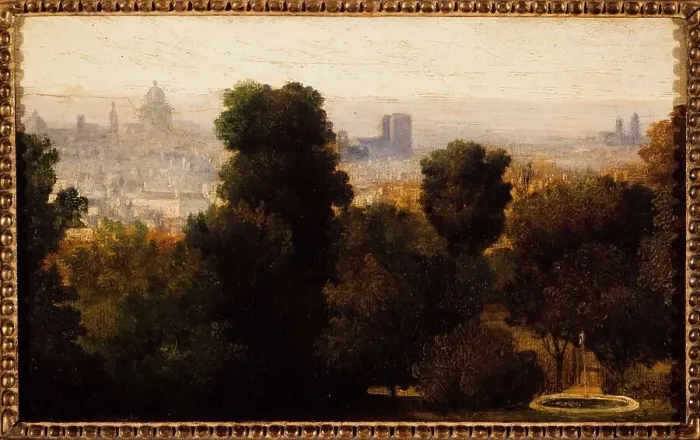 Framed Print : Paris seen from the heights of Belleville, around 1840, current 19th arrondissement. Creator: Unknown Framed Print : Paris seen from the heights of Belleville, around 1840, current 19th arrondissement. Creator: Unknown