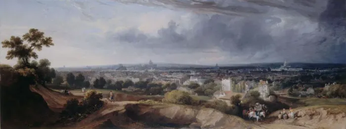 Framed Print : Paris, seen from the heights of Montmartre, 1822. Creator: Arnald, George (1763-1841) Framed Print : Paris, seen from the heights of Montmartre, 1822. Creator: Arnald, George (1763-1841)