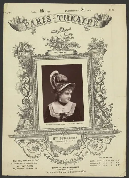 Framed Print : Paris Theatre: Mlle. Desclauzas, 1874. Creator: Gaston & Mathieu & Cie Framed Print : Paris Theatre: Mlle. Desclauzas, 1874. Creator: Gaston & Mathieu & Cie