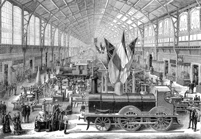 Framed Print : Paris Universal Exhibition in 1878, railway machinery room of English manufacture Framed Print : Paris Universal Exhibition in 1878, railway machinery room of English manufacture