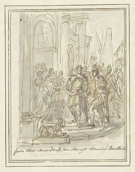 Paris is welcomed at the court of Menelaus, 1677-1755. Creator: Elias van Nijmegen