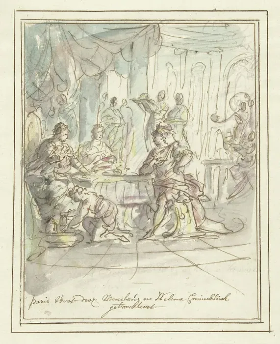 Framed Print : Paris welcomed by Menelaus and Helena, 1677-1755. Creator: Elias van Nijmegen Framed Print : Paris welcomed by Menelaus and Helena, 1677-1755. Creator: Elias van Nijmegen