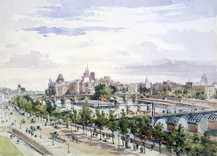 Framed Print : Paris, from the Window of the Salle d Apollon in the Louvre looking East, July 1867. Artist: Charles Claude Pyne Framed Print : Paris, from the Window of the Salle d Apollon in the Louvre looking East, July 1867. Artist: Charles Claude Pyne