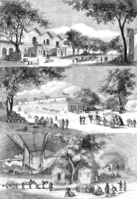 Framed Print : The Paris Wine Market: the Brandy Quarter, Rues de Languedoc and de la Côte d'Or, the Cellars, 1860. Creator: Unknown Framed Print : The Paris Wine Market: the Brandy Quarter, Rues de Languedoc and de la Côte d'Or, the Cellars, 1860. Creator: Unknown