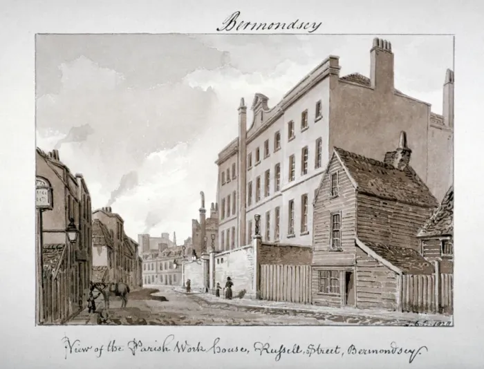 Framed Print : Parish Work House, Tanner Street, Bermondsey, London, 1828 Framed Print : Parish Work House, Tanner Street, Bermondsey, London, 1828