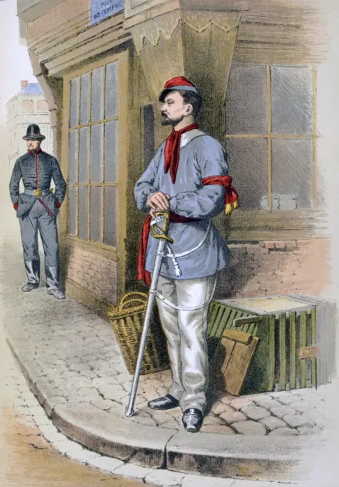Framed Print : Parisian Civic Guard, 1887. Artist: A Lemercier Framed Print : Parisian Civic Guard, 1887. Artist: A Lemercier