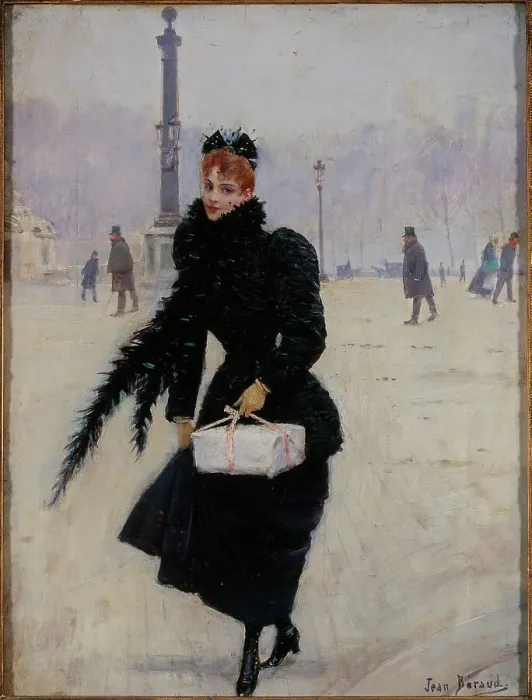 Framed Print : Parisian on the Place de la Concorde, c1885. Creator: Jean Beraud Framed Print : Parisian on the Place de la Concorde, c1885. Creator: Jean Beraud