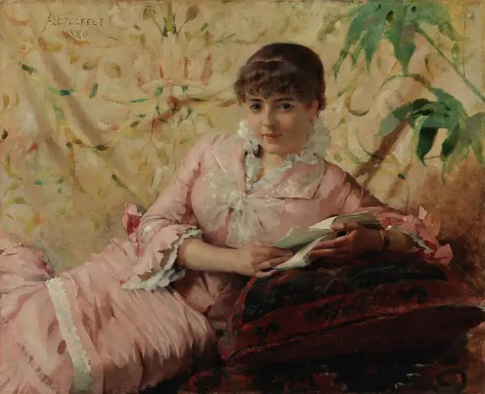 Framed Print : Parisienne Reading, 1880. Creator: Albert Edelfelt Framed Print : Parisienne Reading, 1880. Creator: Albert Edelfelt