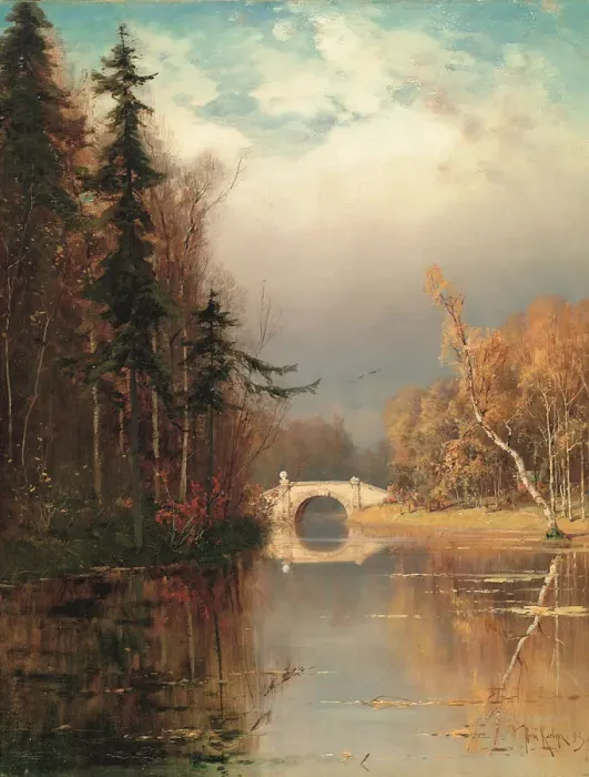 Framed Print : Park in Autumn, 1893. Artist: Klever, Juli Julievich (Julius), von (1850-1924) Framed Print : Park in Autumn, 1893. Artist: Klever, Juli Julievich (Julius), von (1850-1924)