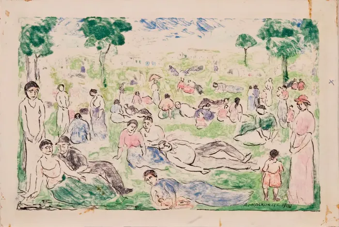 Framed Print : Park With Figures, 1908. Creator: Abraham Walkowitz Framed Print : Park With Figures, 1908. Creator: Abraham Walkowitz