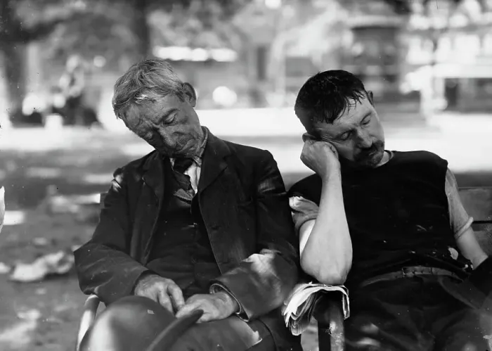 Framed Print : In the park on hot day--'played out, between c1910 and c1915. Creator: Bain News Service Framed Print : In the park on hot day--'played out, between c1910 and c1915. Creator: Bain News Service