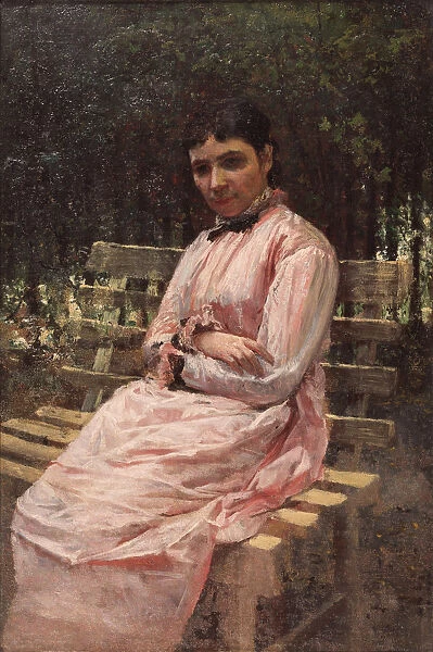 In a park. (Portrait of the artists wife). Artist: Yaroshenko, Nikolai Alexandrovich (1846-1898)
