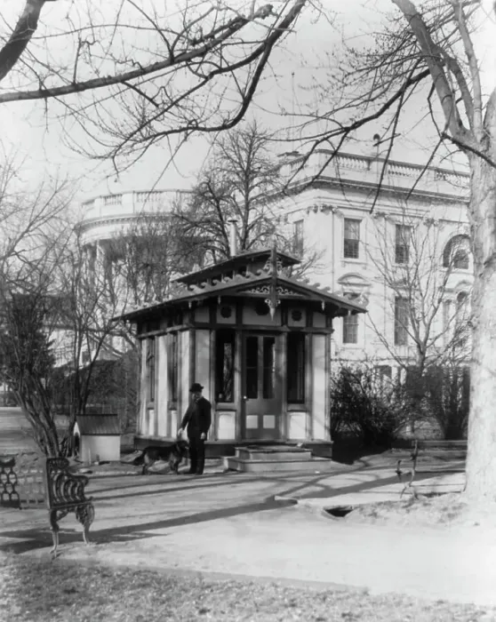 Framed Print : Park watchman's lodge at the White House, n.d.. Creator: Frances Benjamin Johnston Framed Print : Park watchman's lodge at the White House, n.d.. Creator: Frances Benjamin Johnston