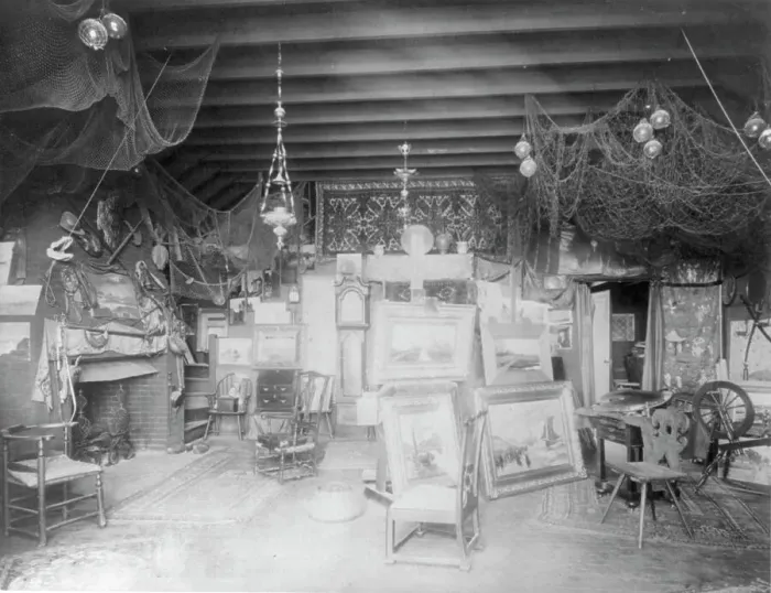 Framed Print : Parker Mann's studio, between c1890 and c1910. Creator: Frances Benjamin Johnston Framed Print : Parker Mann's studio, between c1890 and c1910. Creator: Frances Benjamin Johnston