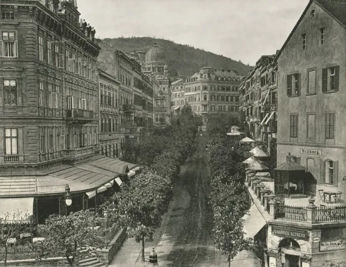 Framed Print : Parkstrasse, Carlsbad, Czechoslovakia, 1895. Creator: Unknown Framed Print : Parkstrasse, Carlsbad, Czechoslovakia, 1895. Creator: Unknown