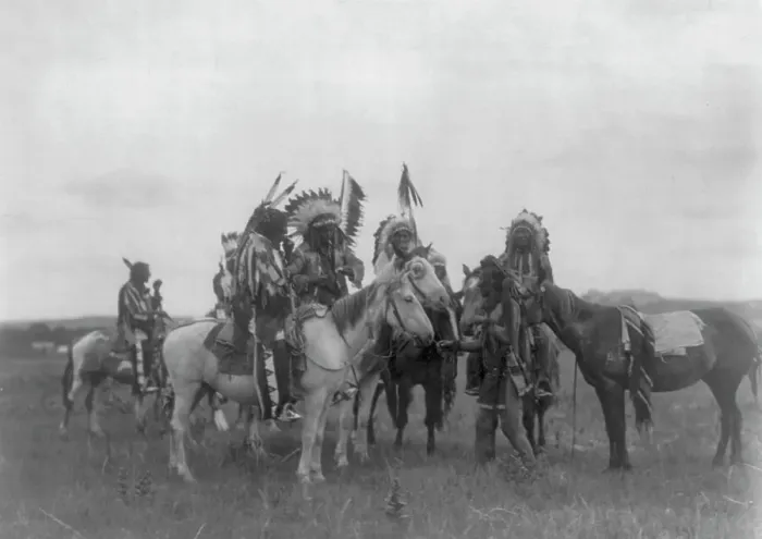 Framed Print : The Parley, c1908. Creator: Edward Sheriff Curtis Framed Print : The Parley, c1908. Creator: Edward Sheriff Curtis