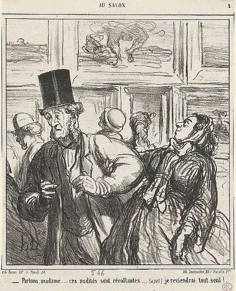 Parlons, Madame...ces nudités sont révoltantes... 19th century. Creator: Honore Daumier