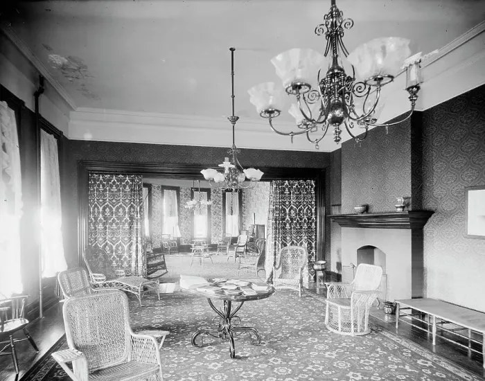 Framed Print : Parlor, Country Club, Grosse Pointe Farms [sic], between 1900 and 1906. Creator: Unknown