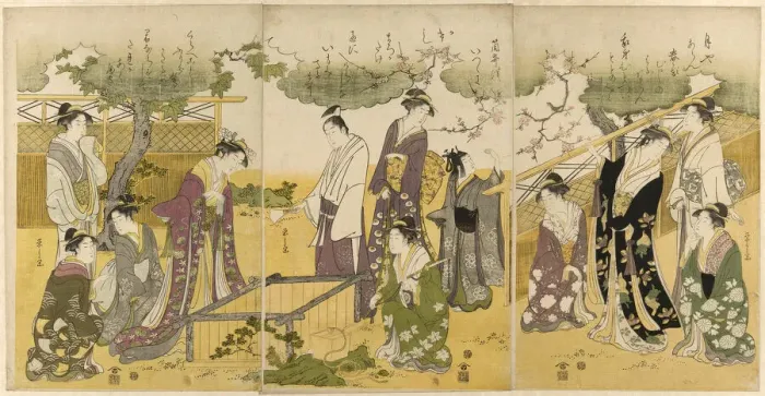 Framed Print : Parody of the Well Curb Story from the Tales of Ise, c. 1789 / 1801. Creator: Hosoda Eishi Framed Print : Parody of the Well Curb Story from the Tales of Ise, c. 1789 / 1801. Creator: Hosoda Eishi