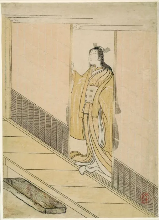 Framed Print : Parody of Kawachi-goe from Tales of Ise, 1765. Creator: Suzuki Harunobu Framed Print : Parody of Kawachi-goe from Tales of Ise, 1765. Creator: Suzuki Harunobu