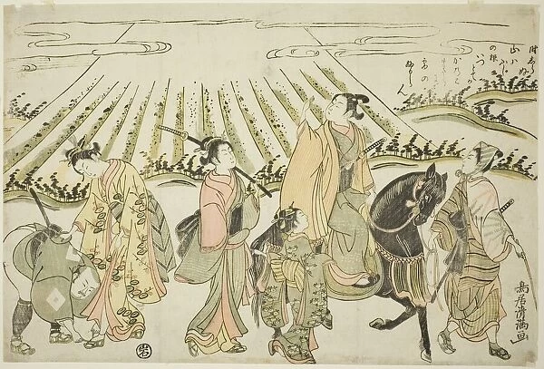 A parody of Narihiras eastern journey, c. 1764. Creator: Torii Kiyomitsu