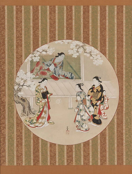 Parody of a scene from The Tale of Genji, early 18th century. Creator: Kawamata Tsuneyuki
