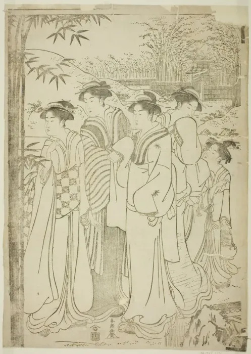 Framed Print : Parody of the Seven Sages of the Bamboo Grove, c. 1780 / 1801. Creator: Katsukawa Shuncho Framed Print : Parody of the Seven Sages of the Bamboo Grove, c. 1780 / 1801. Creator: Katsukawa Shuncho