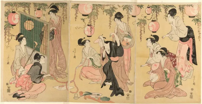 Framed Print : A Parody of Yuranosuke in the Pleasure Quarters... late 18th-early 19th century. Creator: Hosoda Eishi
