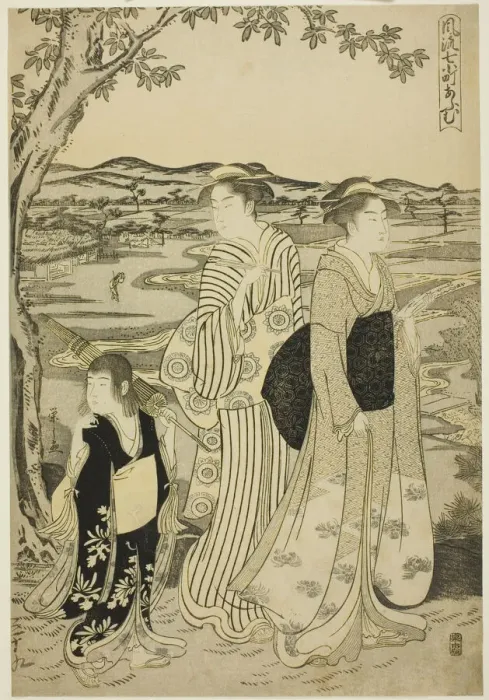 Framed Print : Parrot Komachi, from the series The Fashionable Seven Komachi... Edo period, about 1788. Creator: Hosoda Eishi Framed Print : Parrot Komachi, from the series The Fashionable Seven Komachi... Edo period, about 1788. Creator: Hosoda Eishi
