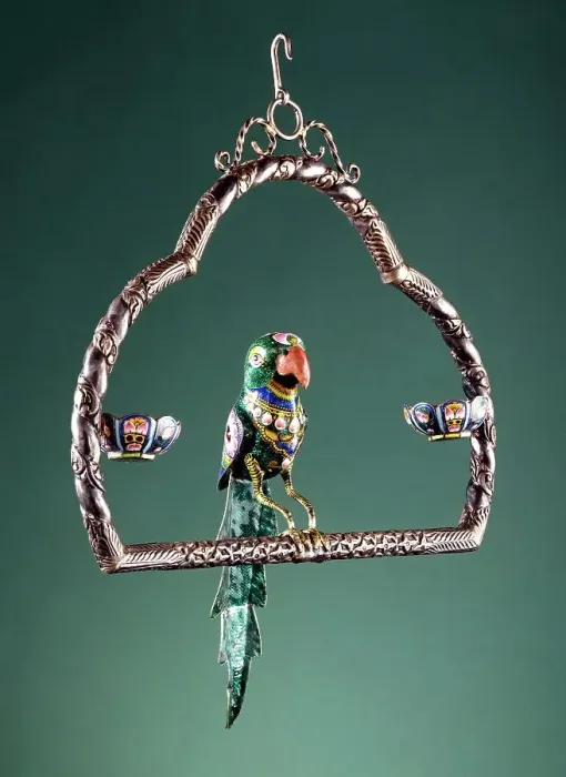 Framed Print : Parrot on a Swing, Late 19th century. Creator: Unknown Framed Print : Parrot on a Swing, Late 19th century. Creator: Unknown