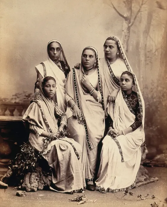 Framed Print : Parsee women wearing saris: group portrait, c1900. Creator: Unknown Framed Print : Parsee women wearing saris: group portrait, c1900. Creator: Unknown