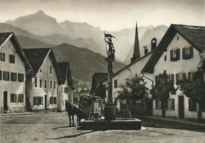 Framed Print : Partenkirchen, Floriansplatz, 1931. Artist: Kurt Hielscher Framed Print : Partenkirchen, Floriansplatz, 1931. Artist: Kurt Hielscher