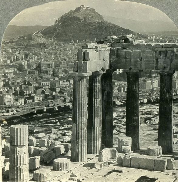 The Parthenon on the Acropolis - View N. E. over Athenai (Athens) to Mount Lycabettus