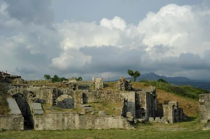 Framed Print : Partial view of the amphitheater ruins, ancient city of Salona, Solin, Croatia, 2018. Creator: Unknown