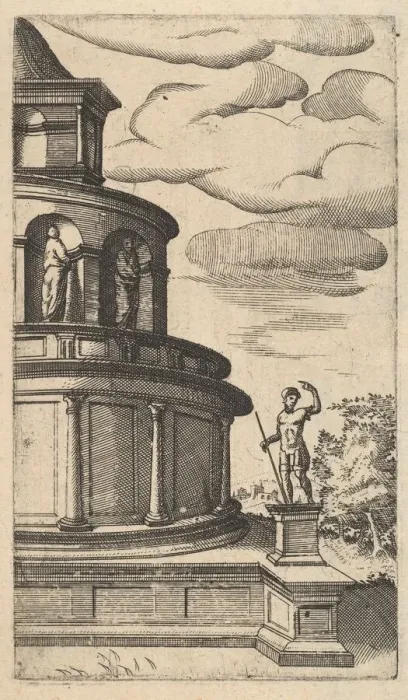 Framed Print : Partial view of a Building [Sepulchrum Adriani] from the series Ruinarum variarum