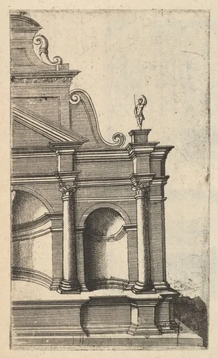 Framed Print : Partial View of a Monument [Mercurii Templum] from the series Ruinarum variarum