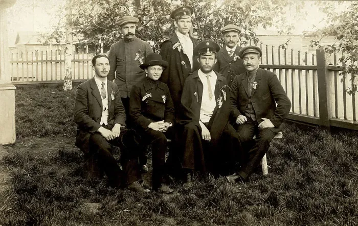 Framed Print : Participants of the bird cherry festival at the Znamensky glass factory, 1913-1914. Creator: S. Ia. Mamontov Framed Print : Participants of the bird cherry festival at the Znamensky glass factory, 1913-1914. Creator: S. Ia. Mamontov