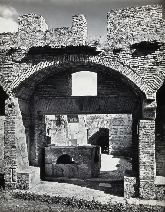 Framed Print : Partly ruined buildings in Ostia identified as a tavern or hot-food shop (thermopolium)... 1920-9. Creator: Domenico Anderson Framed Print : Partly ruined buildings in Ostia identified as a tavern or hot-food shop (thermopolium)... 1920-9. Creator: Domenico Anderson