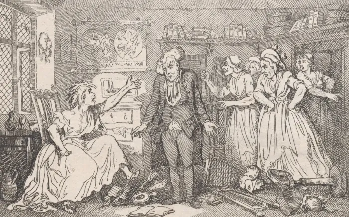 Framed Print : Partridge cruelly accused and maltreated by his Wife, from The History of Tom Jones Framed Print : Partridge cruelly accused and maltreated by his Wife, from The History of Tom Jones