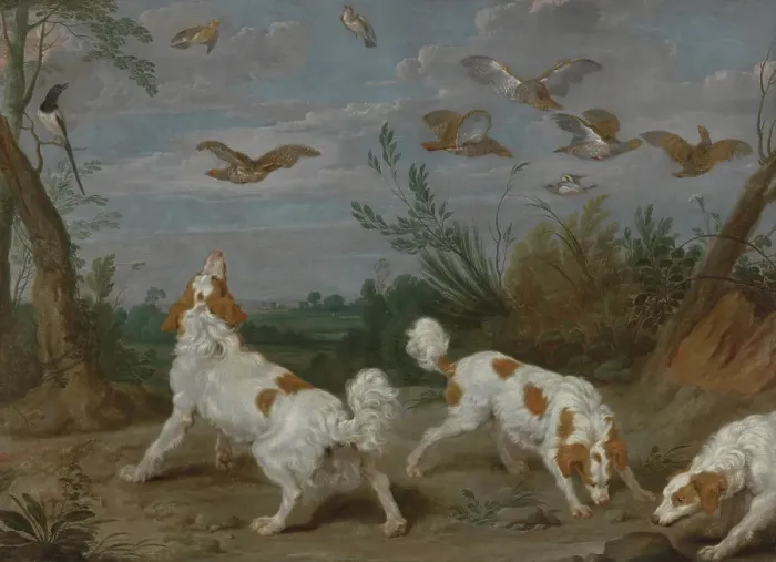 Framed Print : Partridge Hunt, c1610-1650. Creator: Jan Wildens Framed Print : Partridge Hunt, c1610-1650. Creator: Jan Wildens