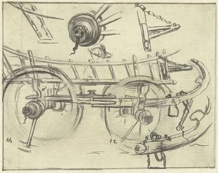Framed Print : Parts of the construction of a farm wagon, 1770-1825. Creator: Simon Andreas Krausz Framed Print : Parts of the construction of a farm wagon, 1770-1825. Creator: Simon Andreas Krausz