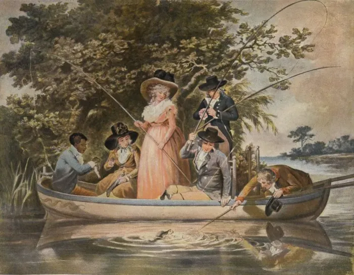 Framed Print : A Party Angling, 1789, (1902). Artist: George Keating Framed Print : A Party Angling, 1789, (1902). Artist: George Keating