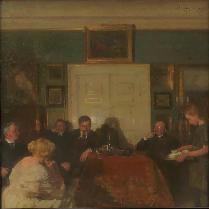 Framed Print : A Party in the Artist's Home, 1915. Creator: Julius Paulsen Framed Print : A Party in the Artist's Home, 1915. Creator: Julius Paulsen