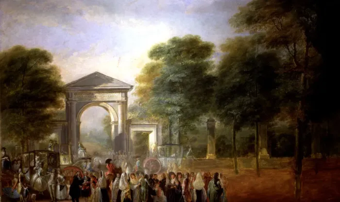 Framed Print : Party in the Botanical Garden, oil on canvas Framed Print : Party in the Botanical Garden, oil on canvas