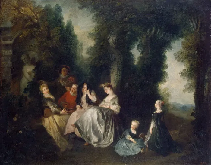 Framed Print : Party in the Garden, 1690-1743 Framed Print : Party in the Garden, 1690-1743